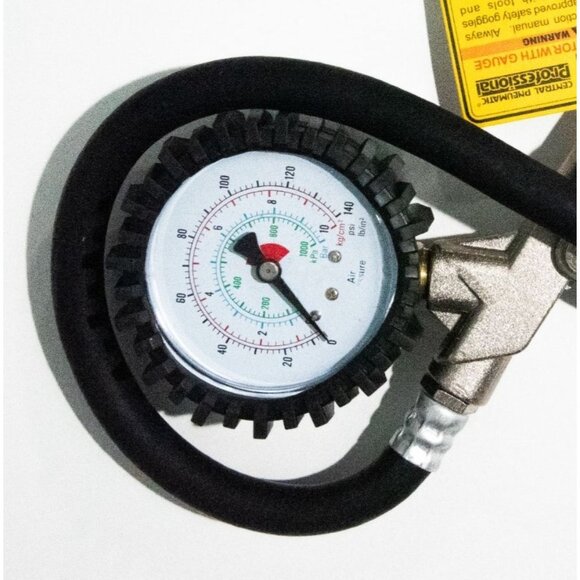 Air Inflator With Gauge 15" Hose Length 1/4" Air Inlet 140 PSI Max Cast Aluminum - Picture 3 of 5